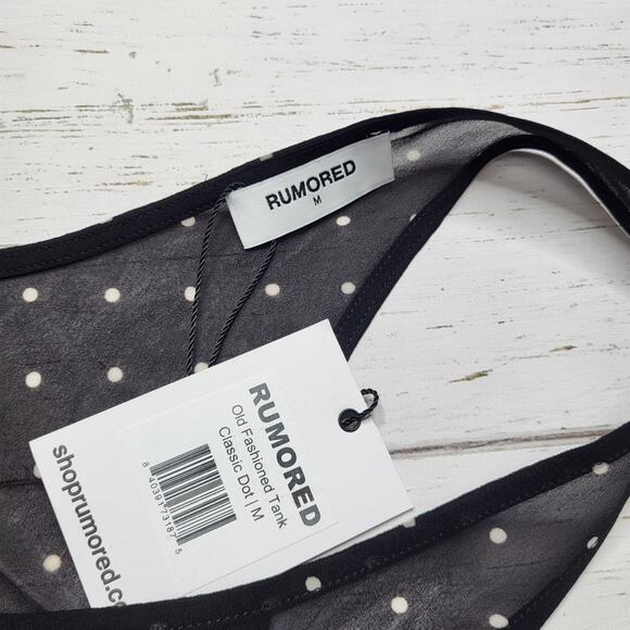 Rumored Old Fashioned Tank Top Classic Dot Black White Sheer Pola Dot Medium - Picture 6 of 7